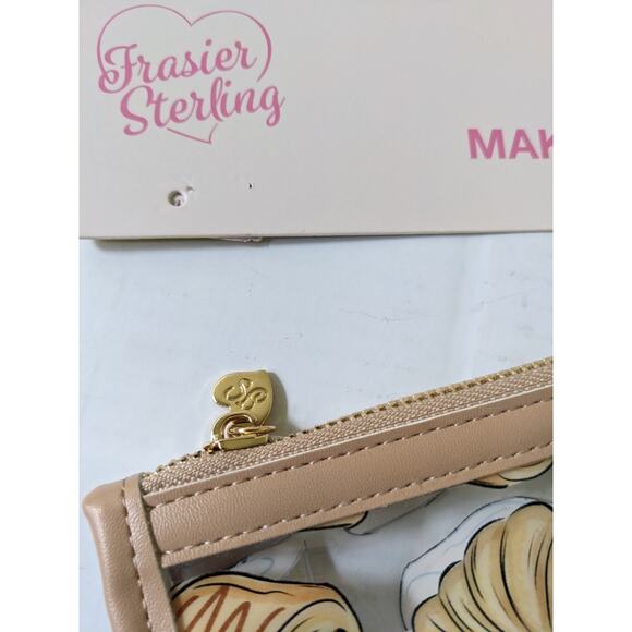 FraSier Sterling, Travel MAKE UP Bag Croissants Bread 9 X 8 New Cute - Picture 2 of 5
